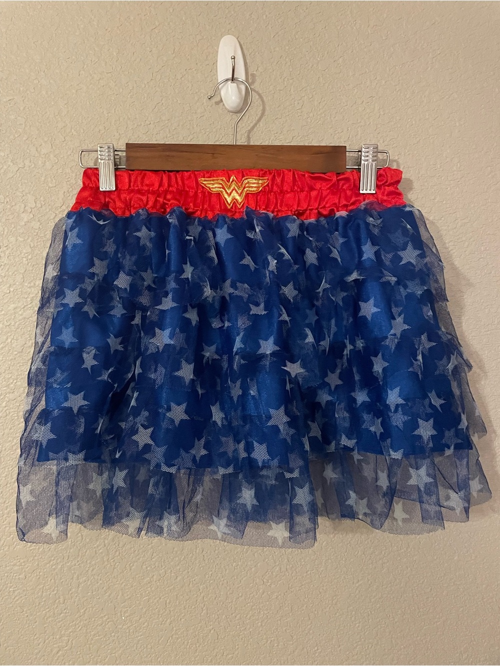 Wonder Woman Inspired Blue Star Tulle Skirt w/ Red Waistband One Size Fits Most